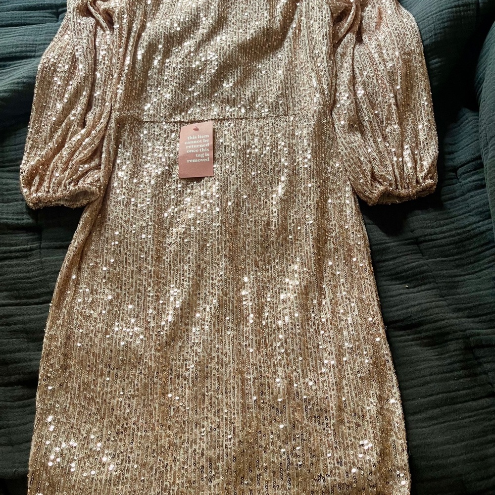 Ivy City Co Rose Gold Sequin Long Sleeve Dress - Picture 5 of 5
